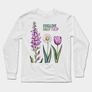 Foxglove-Daisy-Tulip Long Sleeve T-Shirt
